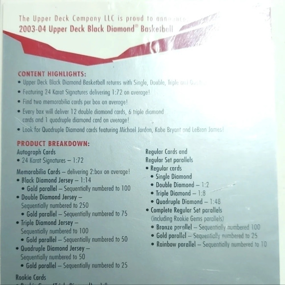 LEBRON James Upper Deck Black Diamond NBA Rookie Gems Card Large Size Promo - Picture 4 of 4